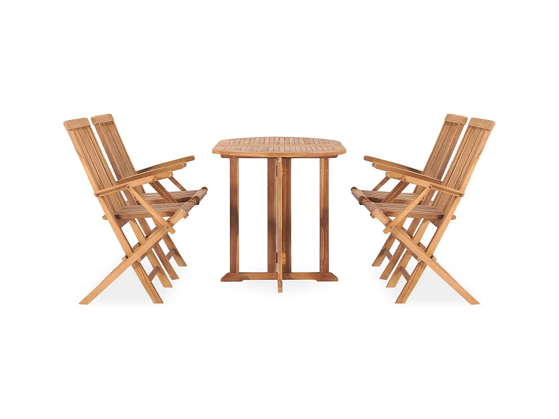 Glabbeek  Ensemble à manger d'extérieur pliable 5 pcs Bois solide de teck
