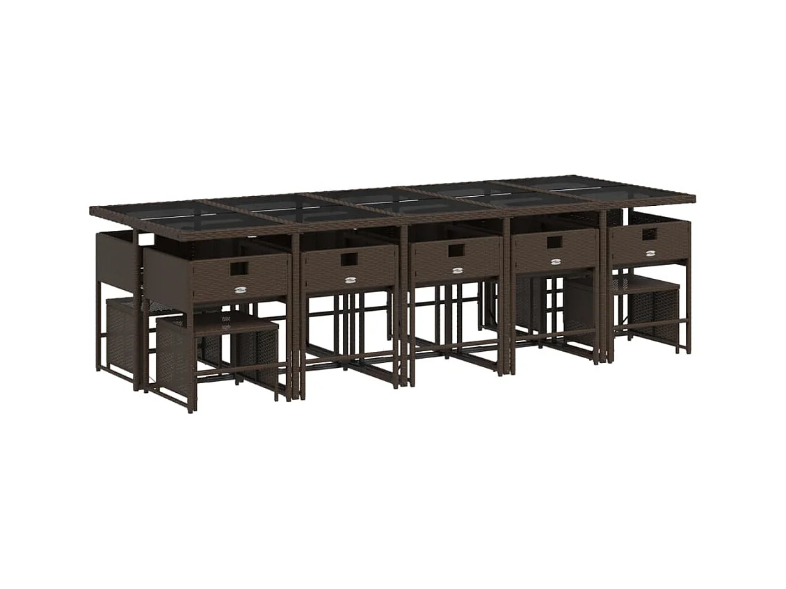 Kirkland  15-delige Tuinset met kussens poly rattan bruin