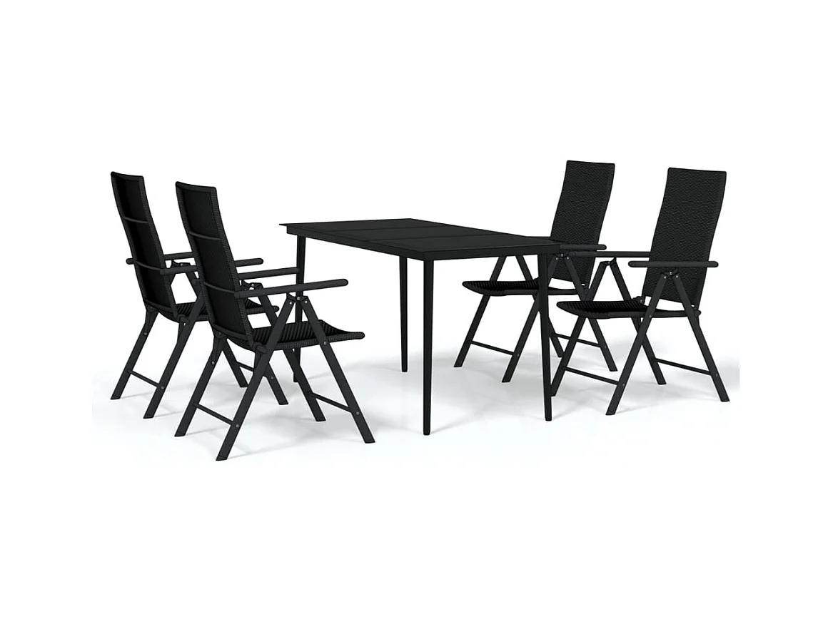 Jarlik  Ensemble à manger de jardin 5 pcs Noir