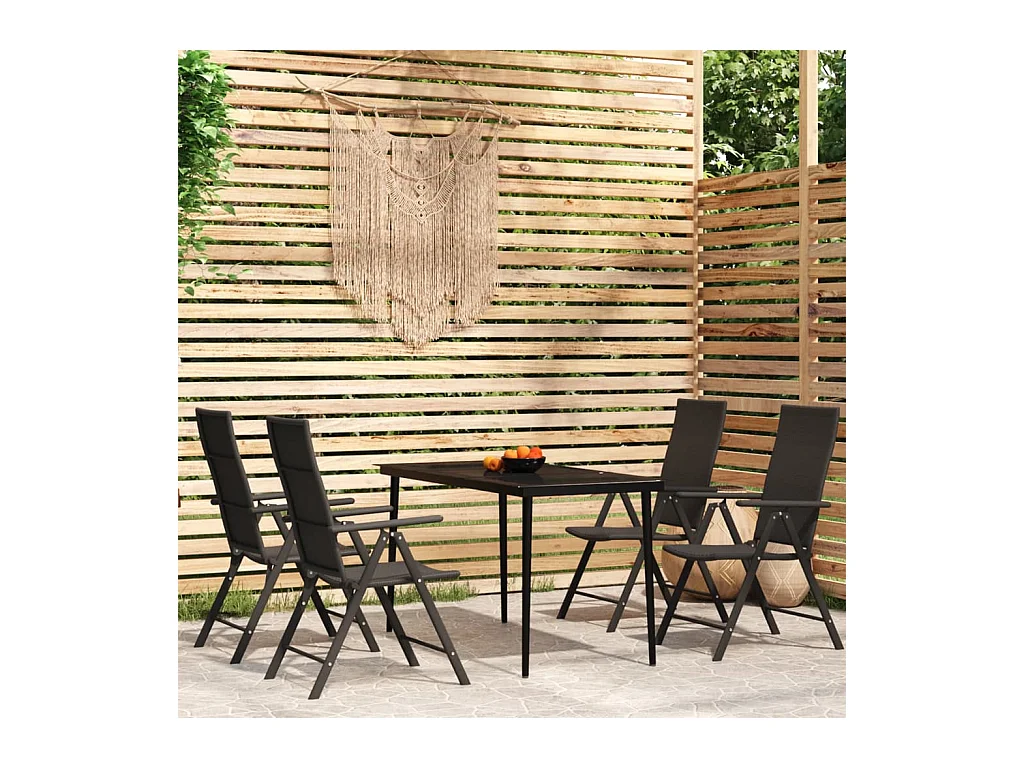 Jarlik  Ensemble à manger de jardin 5 pcs Noir