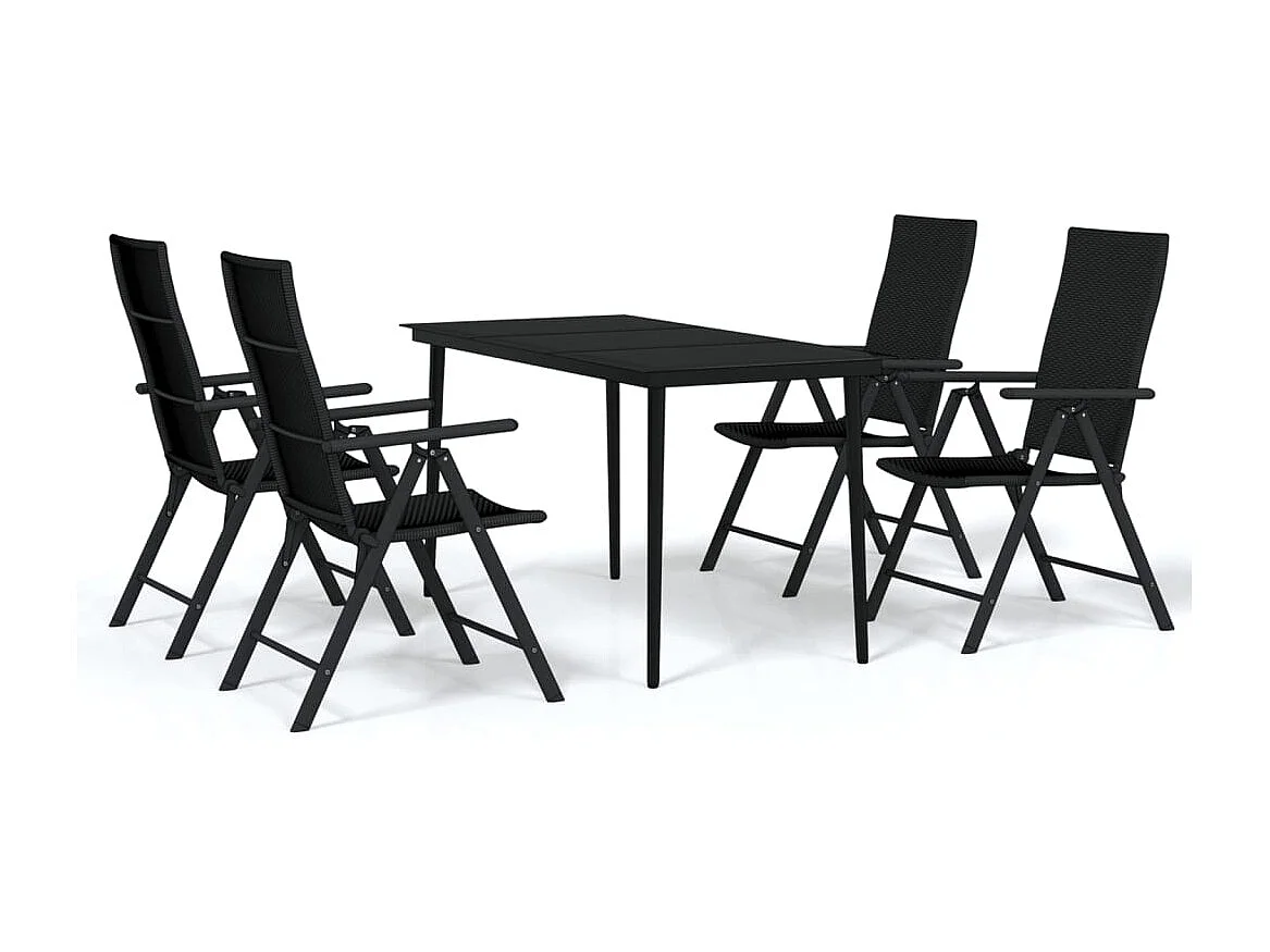 Jarlik  Ensemble à manger de jardin 5 pcs Noir