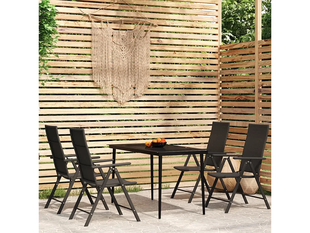 Jarlik  Ensemble à manger de jardin 5 pcs Noir
