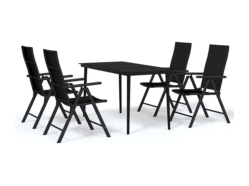 Jarlik  Ensemble à manger de jardin 5 pcs Noir