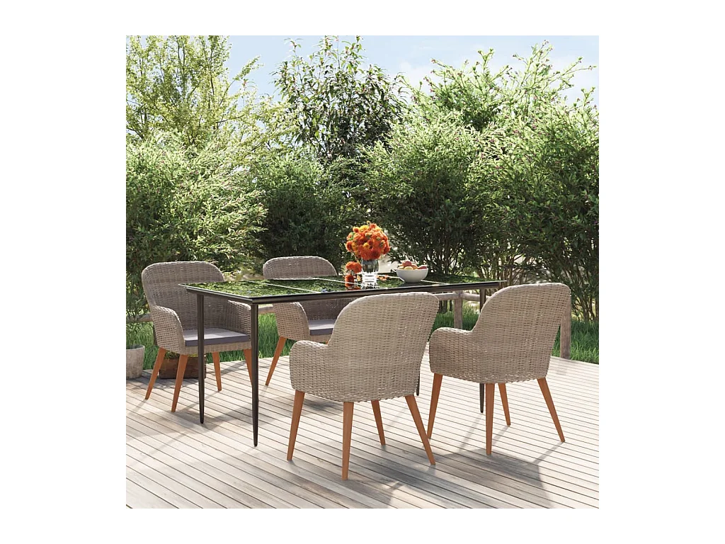 Coole  5-delige Tuinset met kussens bruin