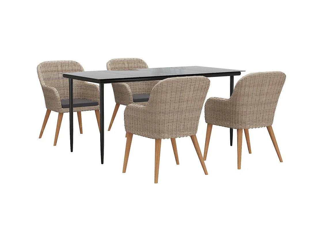 Coole  5-delige Tuinset met kussens bruin