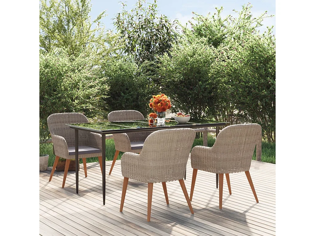 Coole  Ensemble à manger de jardin et coussins 5 pcs Marron