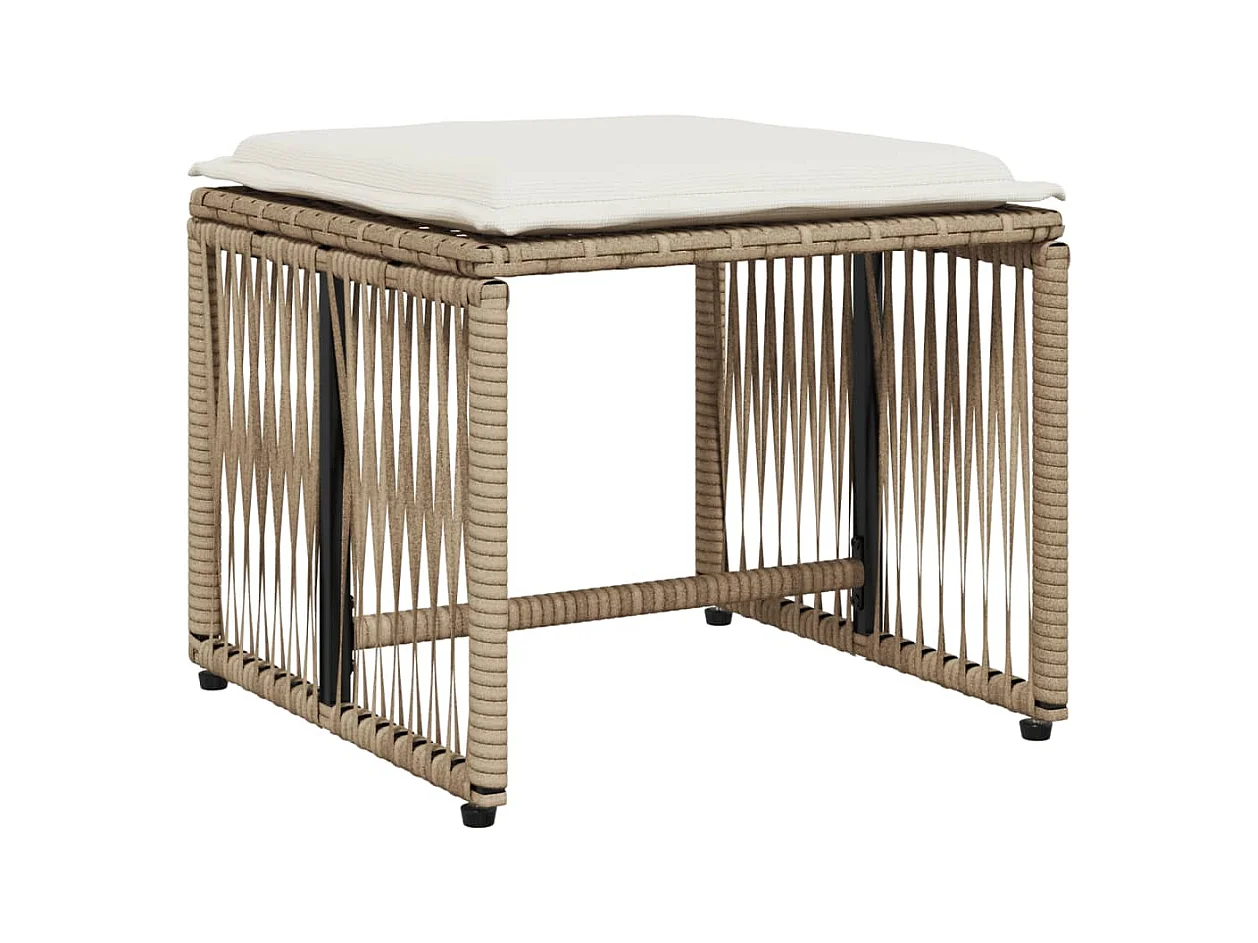 Cille  Ensemble à manger de jardin et coussins 7 pcs beige poly rotin