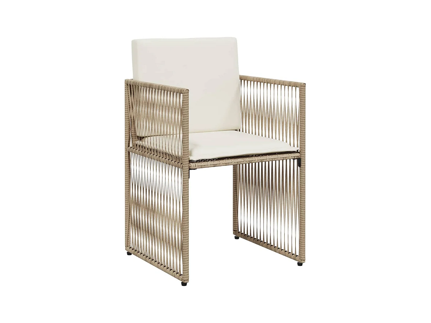 Cille  Ensemble à manger de jardin et coussins 7 pcs beige poly rotin