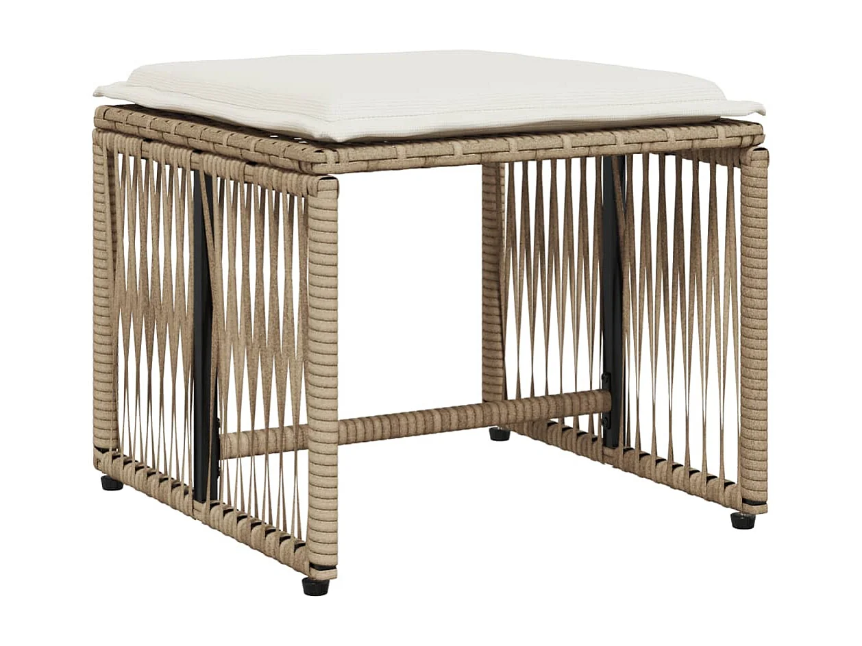 Cille  Ensemble à manger de jardin et coussins 7 pcs beige poly rotin