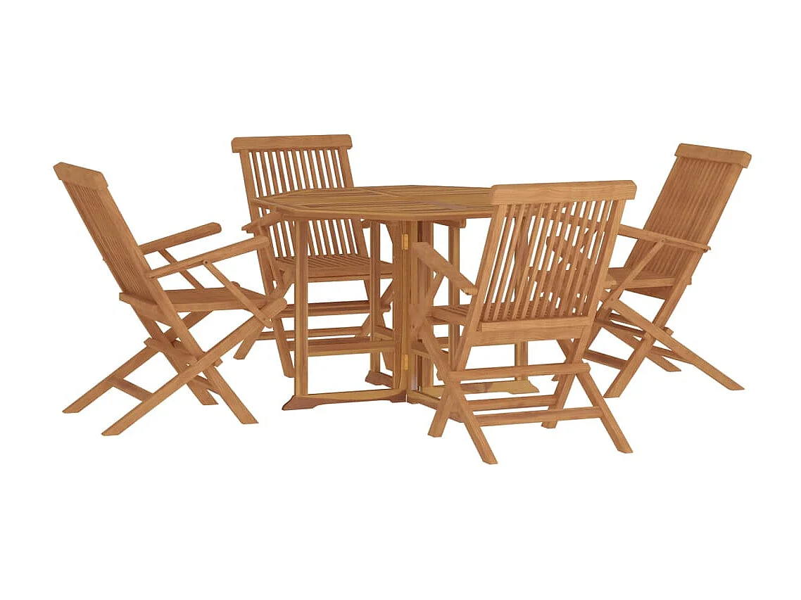 Ydira  Ensemble à manger d'extérieur pliable 5 pcs Bois solide de teck
