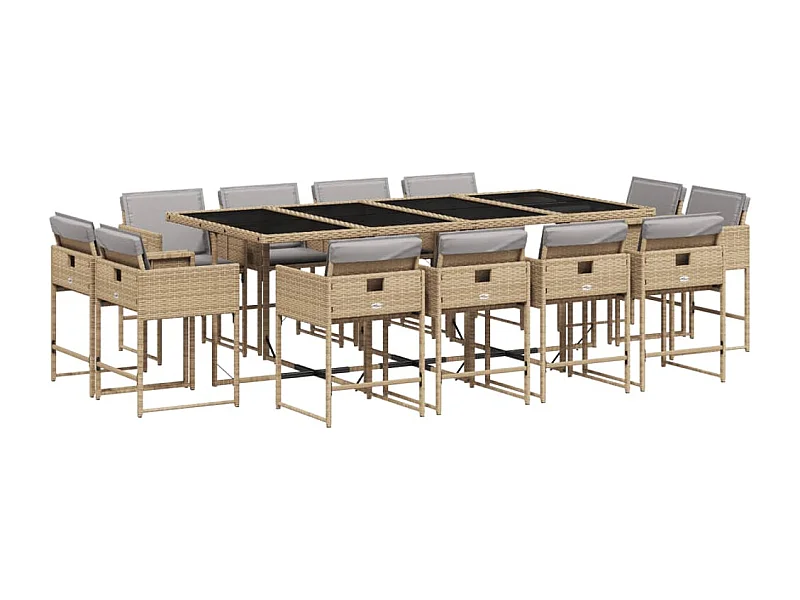 Brienne  Set comedor de jardín con cojines 13 pzas ratán sintético beige