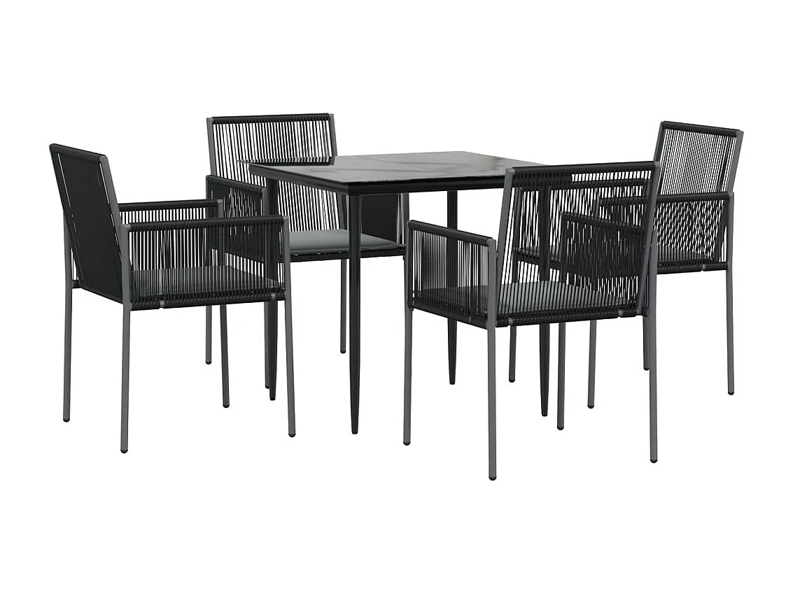 Giovanni Carlo  5-delige Tuinset met kussens poly rattan en staal zwart