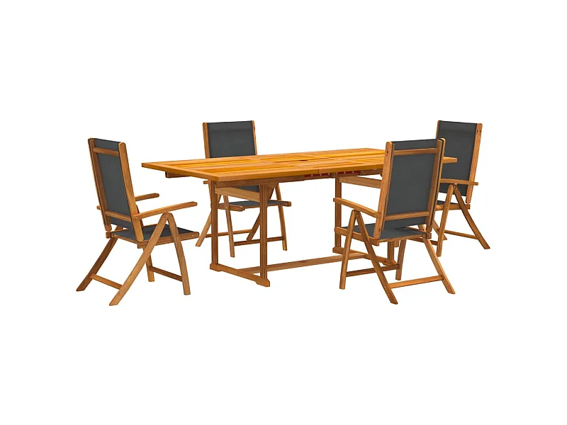 Yljo  Ensemble à manger de jardin 5pcs bois d'acacia solide textilène