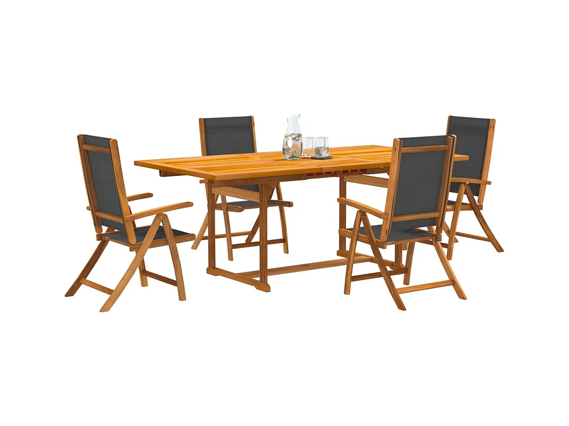 Yljo  Ensemble à manger de jardin 5pcs bois d'acacia solide textilène