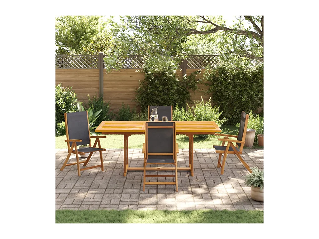 Yljo  Ensemble à manger de jardin 5pcs bois d'acacia solide textilène