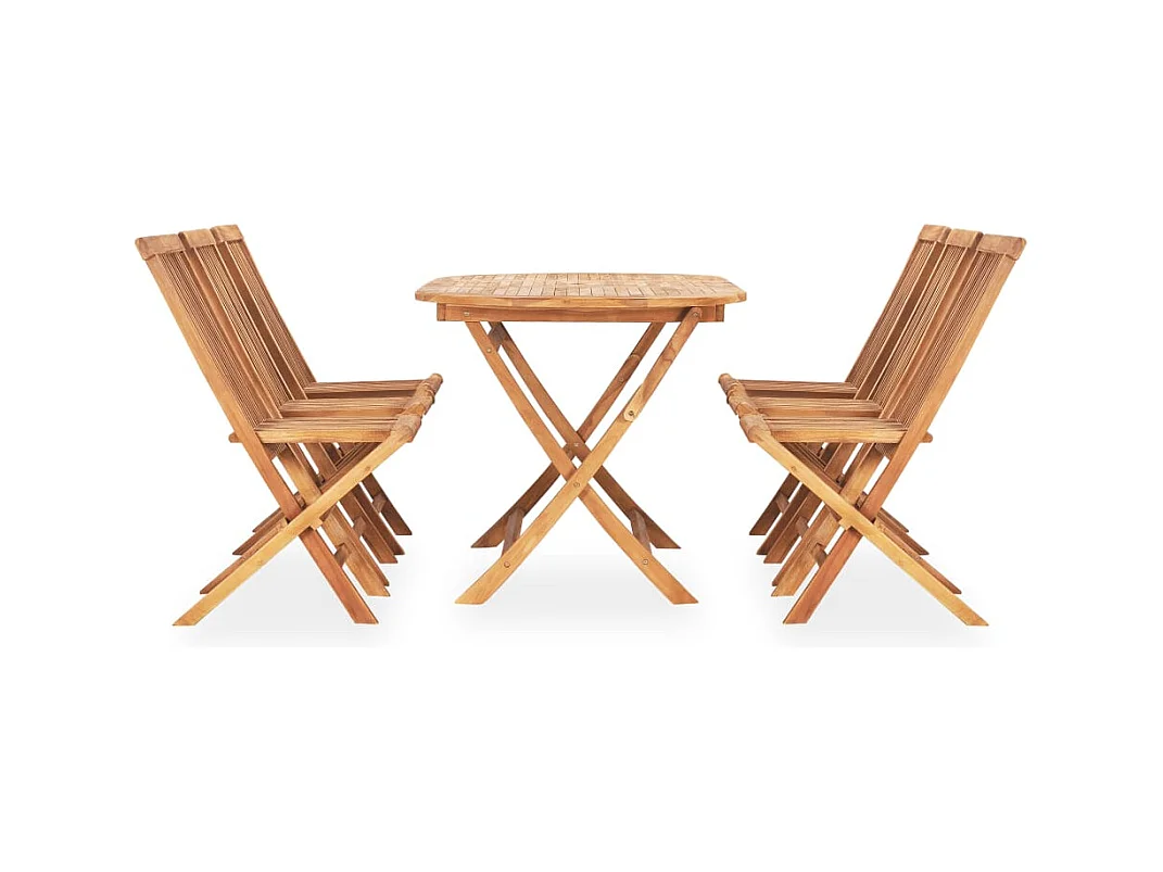 Glabbeek  Set de comedor de jardín plegable 7 pzas madera maciza de teca