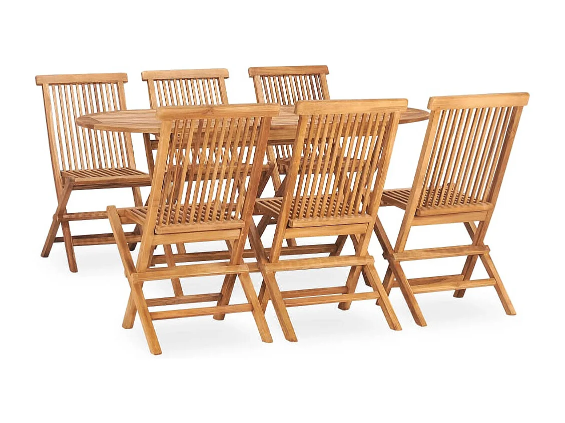 Glabbeek  Set de comedor de jardín plegable 7 pzas madera maciza de teca