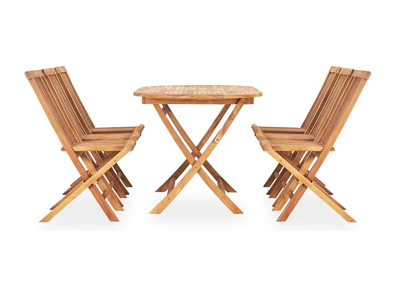 Glabbeek  Ensemble à manger d'extérieur pliable 7 pcs Bois solide de teck