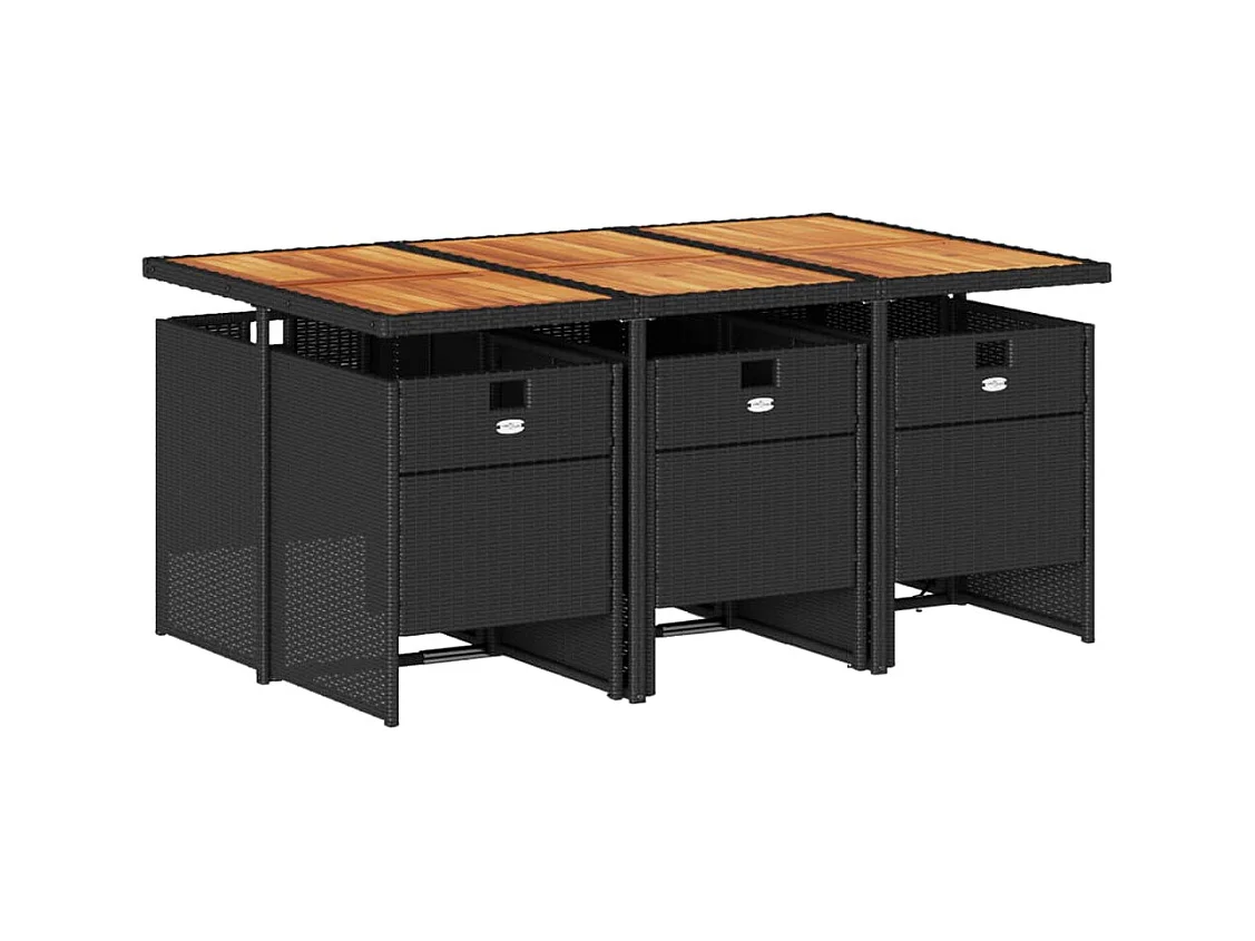 Ljungby  7-delige Tuinset met kussens poly rattan zwart