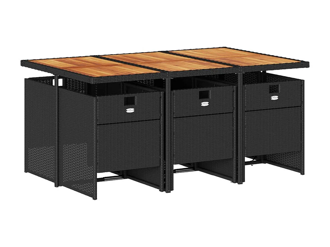 Ljungby  Ensemble à manger de jardin coussins 7pcs Noir Résine tressée