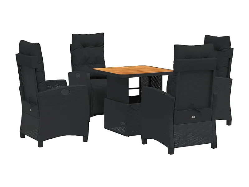 Isyra  Set de muebles jardín 5 pzas con cojines ratán sintético negro