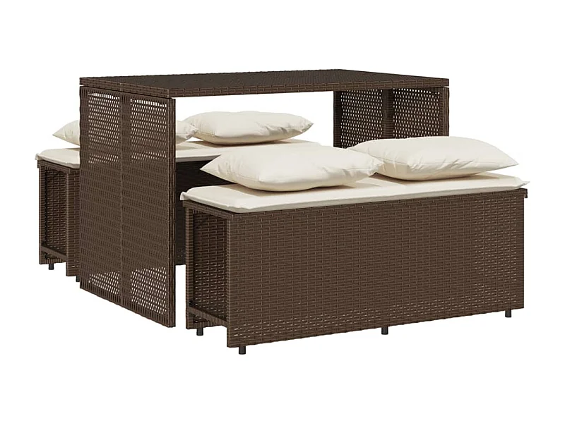 Zizo  3-delige Tuinset met kussens poly rattan bruin