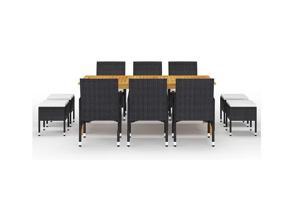 Bas  Ensemble à manger de jardin 11 pcs Noir
