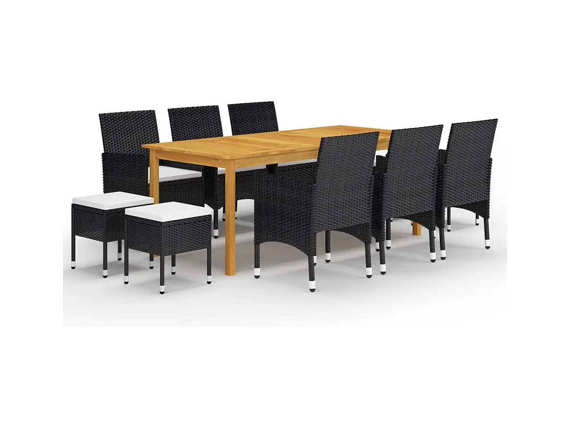 Bas  Ensemble à manger de jardin 11 pcs Noir