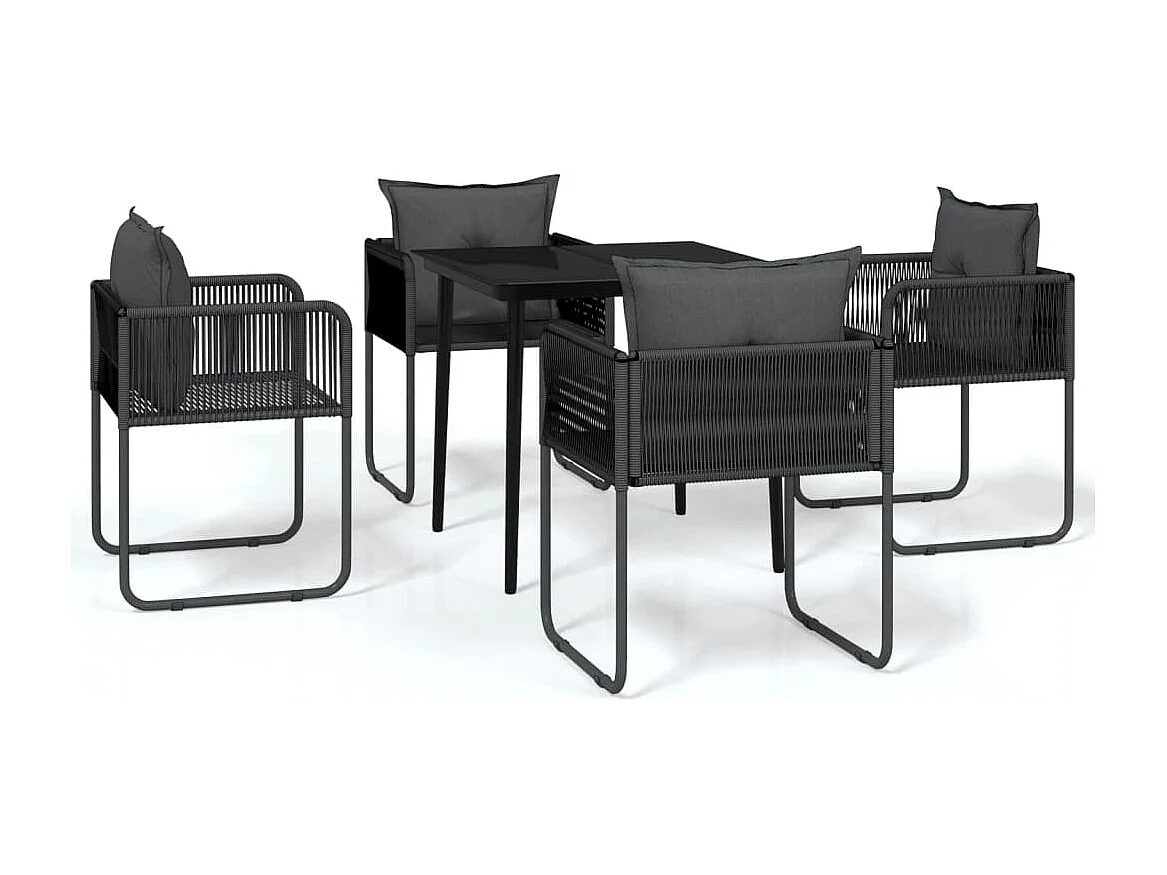 Azzedine  Ensemble à manger de jardin 5 pcs Noir