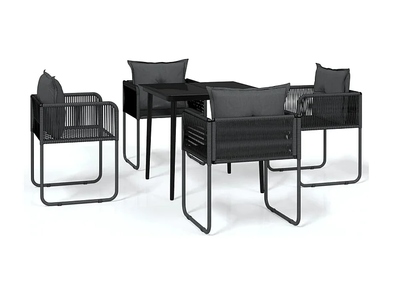 Azzedine  Ensemble à manger de jardin 5 pcs Noir