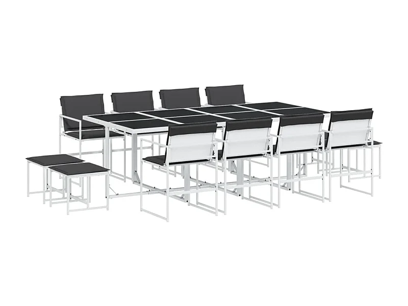 Dunkitt  Ensemble à manger de jardin avec coussins 13pcs blanc textilène