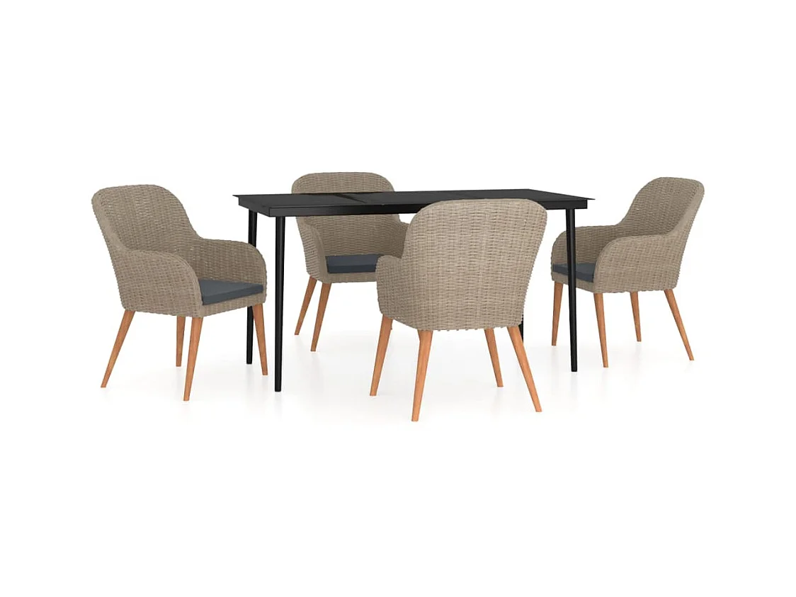 Coole  5-delige Tuinset met kussens bruin