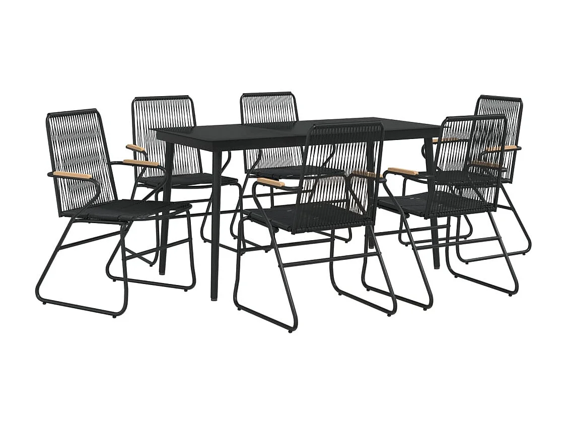 Ayisha  Ensemble à manger de jardin 7 pcs Noir Rotin PVC