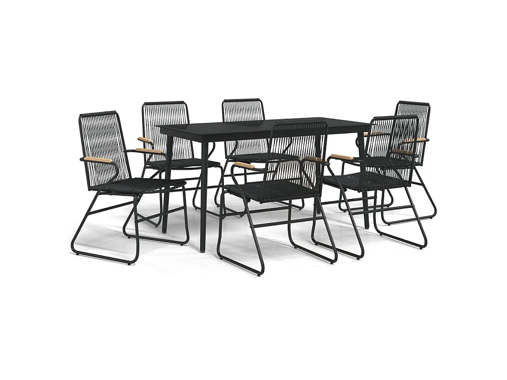 Ayisha  Juego de comedor de jardín 7 piezas ratán PVC negro