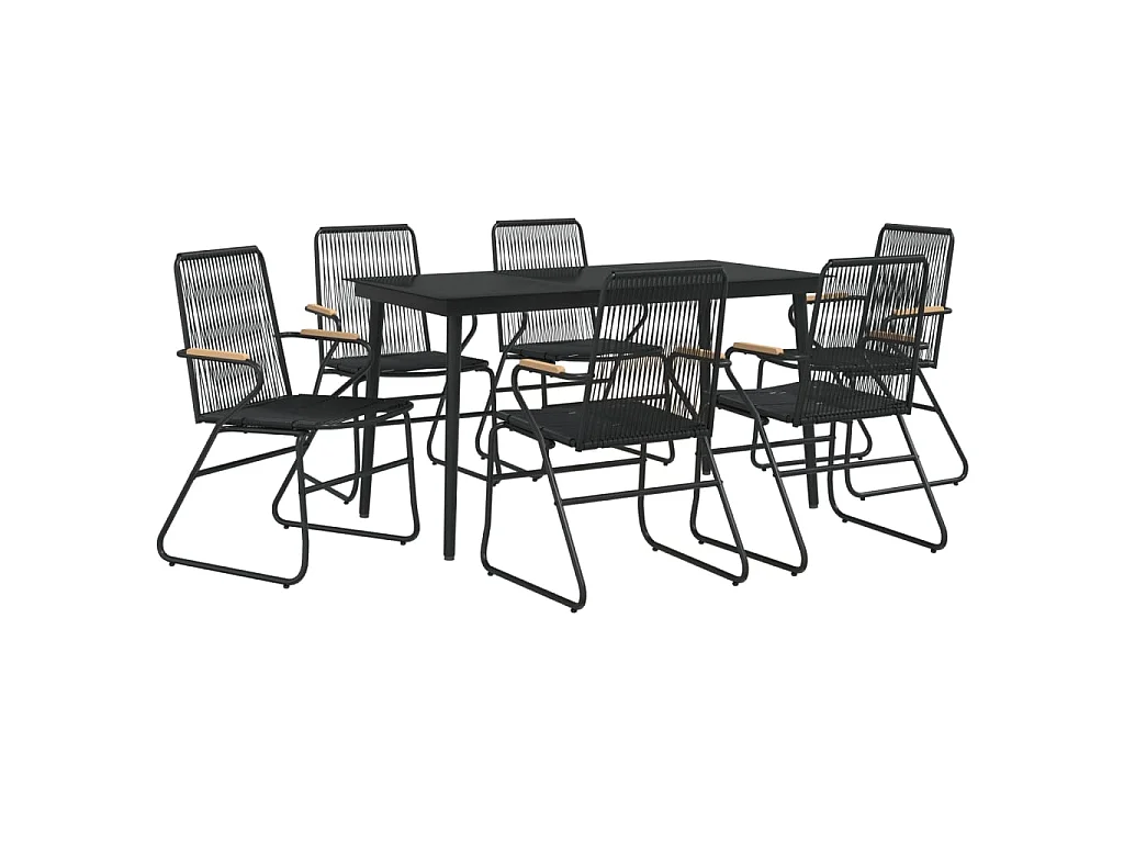 Ayisha  Juego de comedor de jardín 7 piezas ratán PVC negro