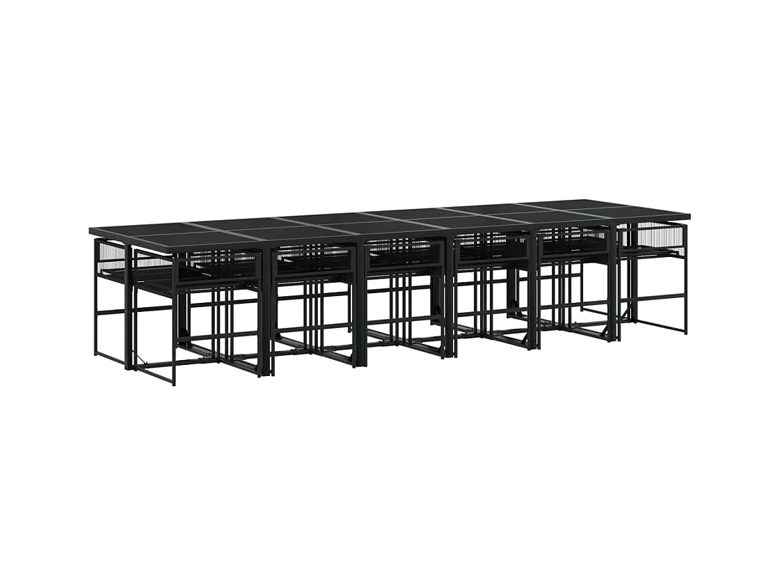 Zerdan  Ensemble à manger de jardin 13 pcs noir résine tressée