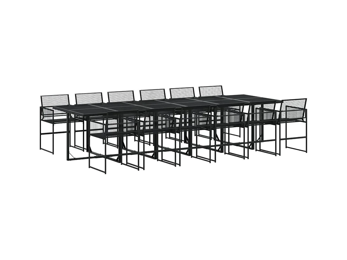 Zerdan  Set de comedor de jardín 13 pzas ratán sintético negro