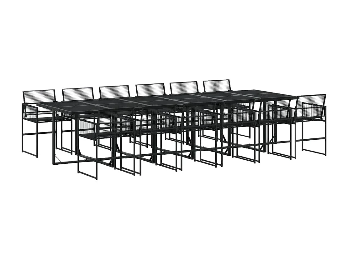 Zerdan  Ensemble à manger de jardin 13 pcs noir résine tressée