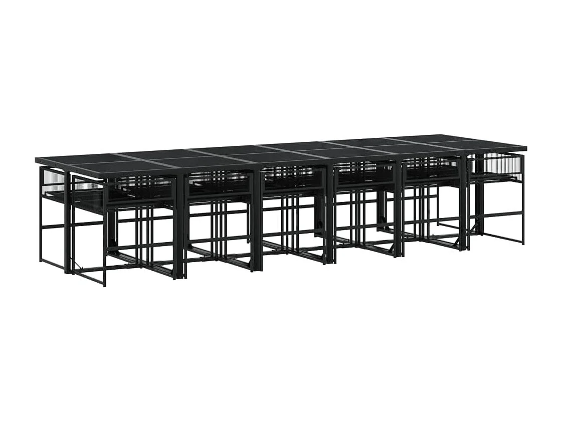 Zerdan  Ensemble à manger de jardin 13 pcs noir résine tressée