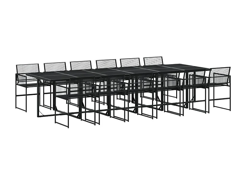 Zerdan  Ensemble à manger de jardin 13 pcs noir résine tressée
