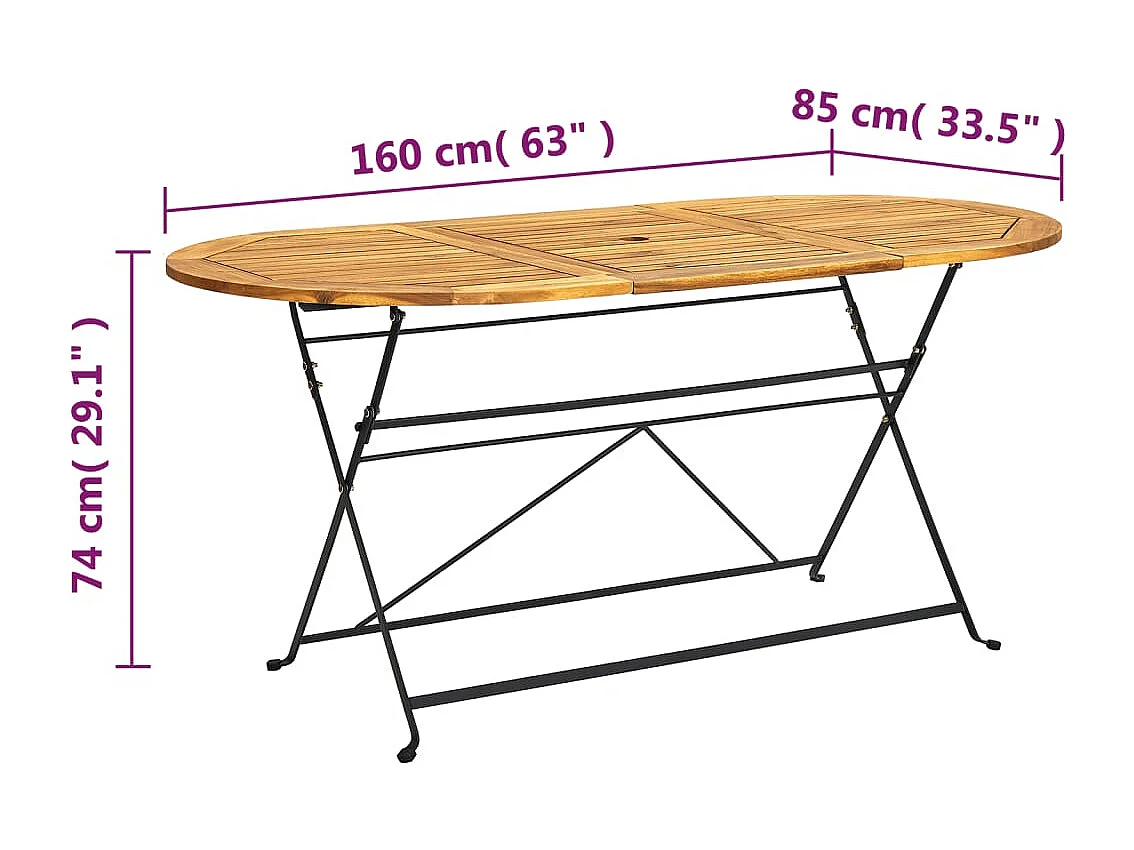 Drowes  Ensemble à manger d'extérieur pliable 7pcs Bois d'acacia solide