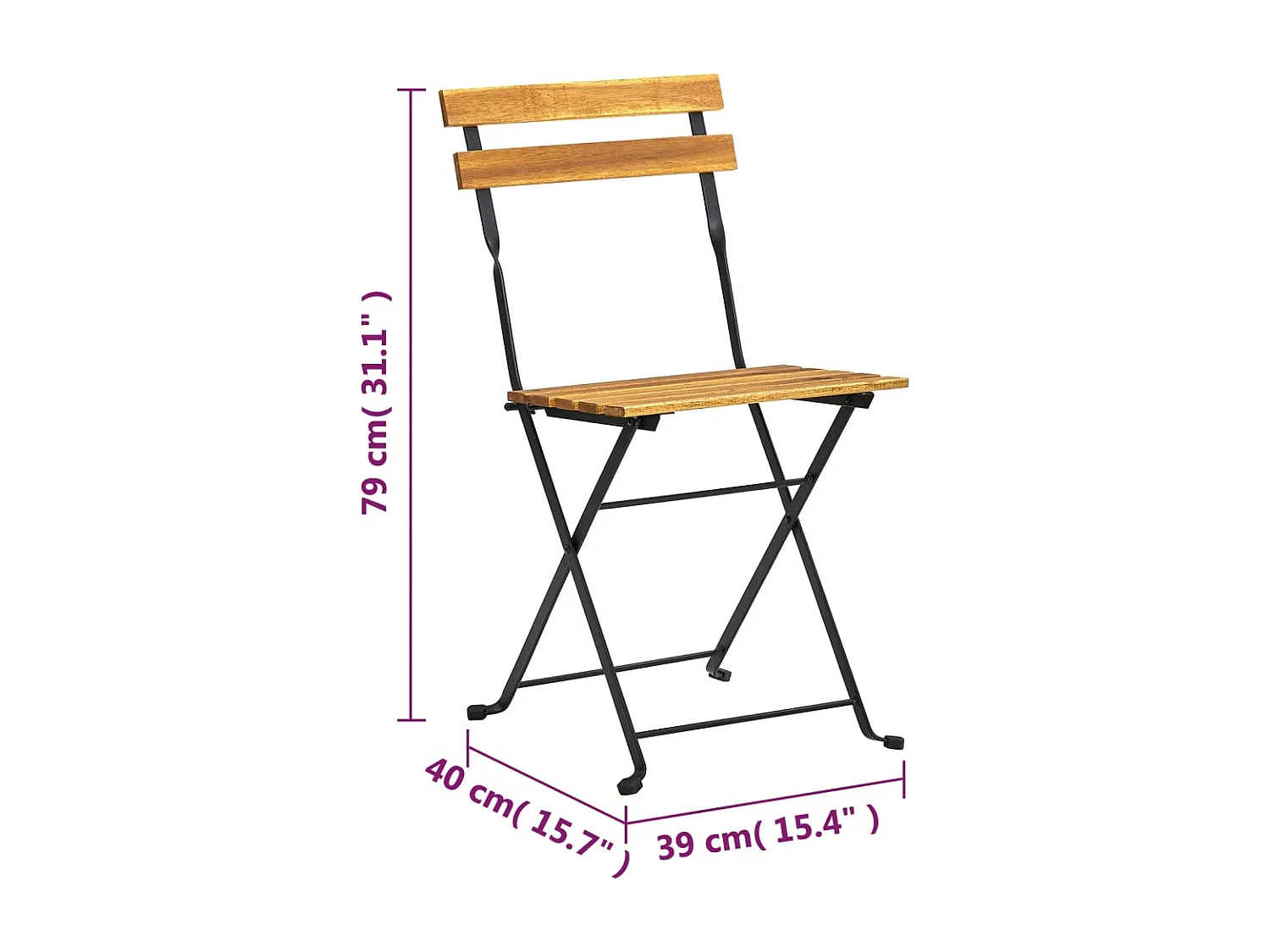 Drowes  Ensemble à manger d'extérieur pliable 7pcs Bois d'acacia solide