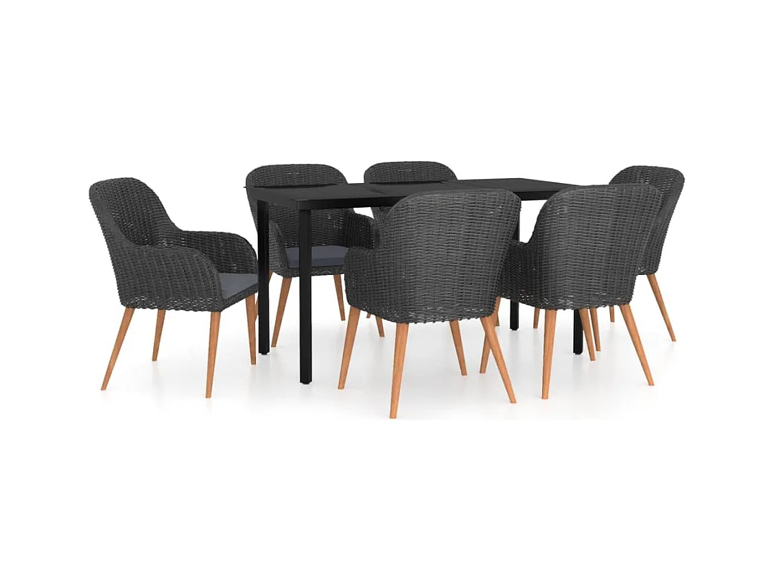 Zevrik  7-delige Tuinset met kussens zwart