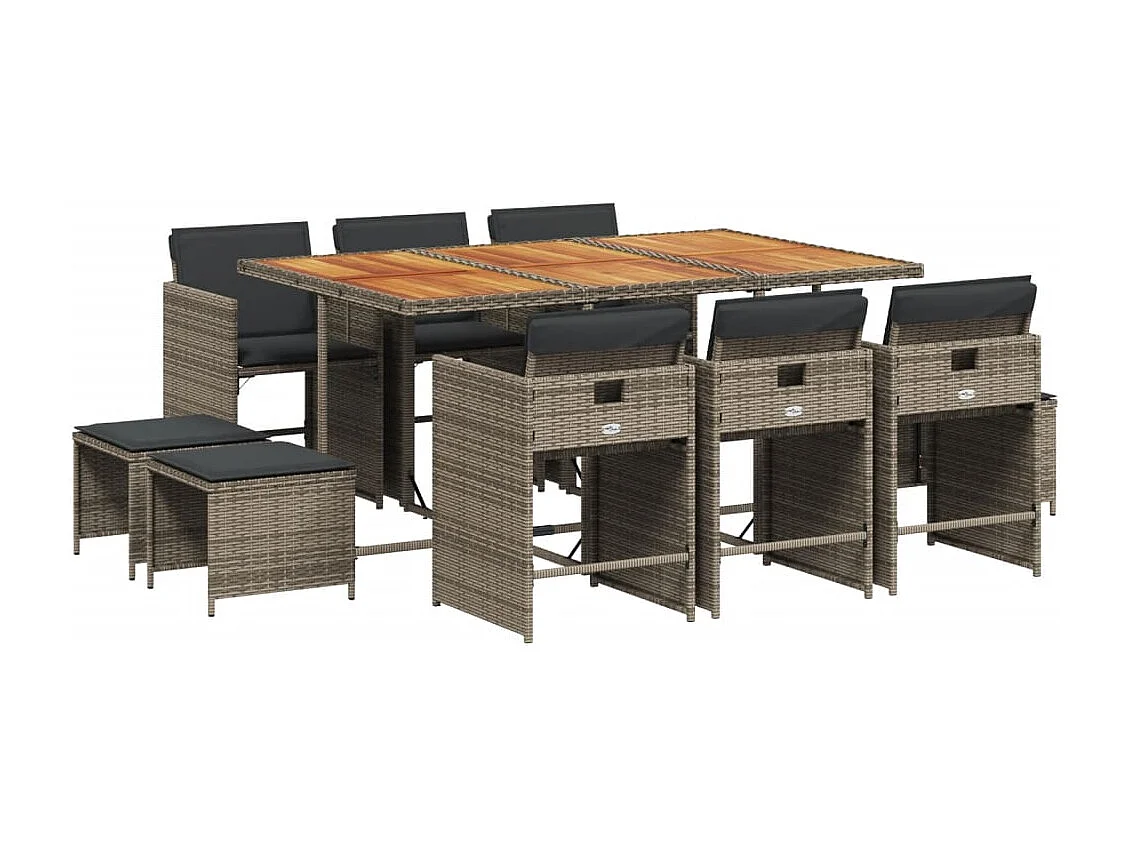 Enfield  Ensemble à manger de jardin 11pcs avec coussins gris poly rotin