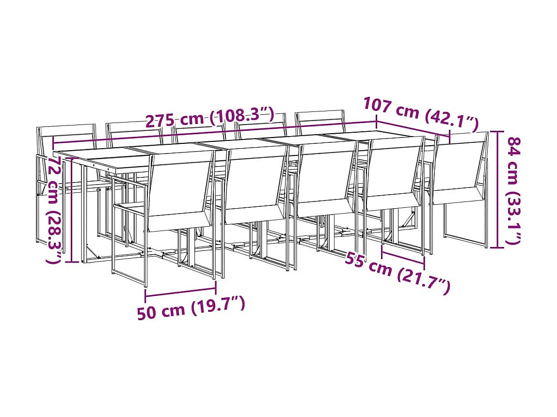Suze  11-delige Tuinset textileen zwart