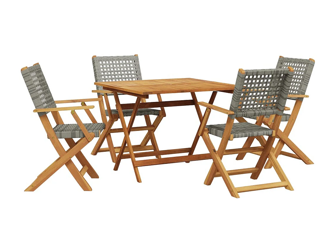 Holmsjö  Ensemble à manger de jardin 5 pcs résine tressée et bois massif