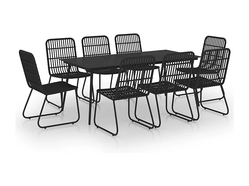 Timos  Ensemble à manger d'extérieur 9 pcs résine tressée et verre