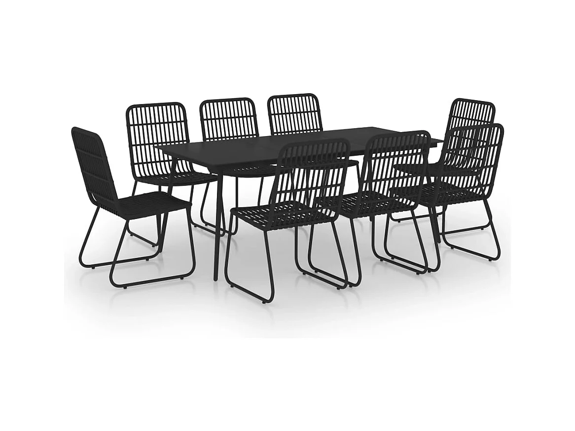 Timos  Juego de comedor para jardín 9 piezas ratán sintético y vidrio