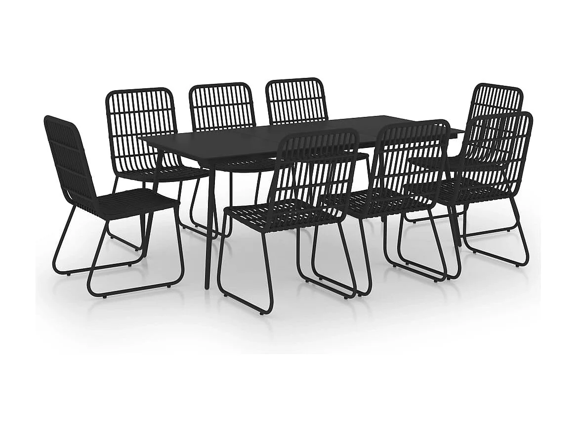 Timos  Ensemble à manger d'extérieur 9 pcs résine tressée et verre