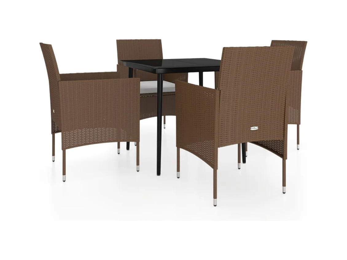 Cesarino  5-delige Tuinset met kussens bruin en zwart